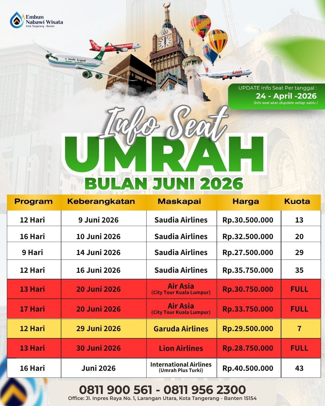 UPDATE SEAT UMROH